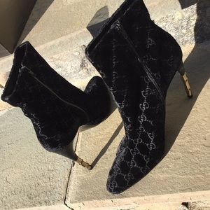 Gucci embossed velvet ankle boots